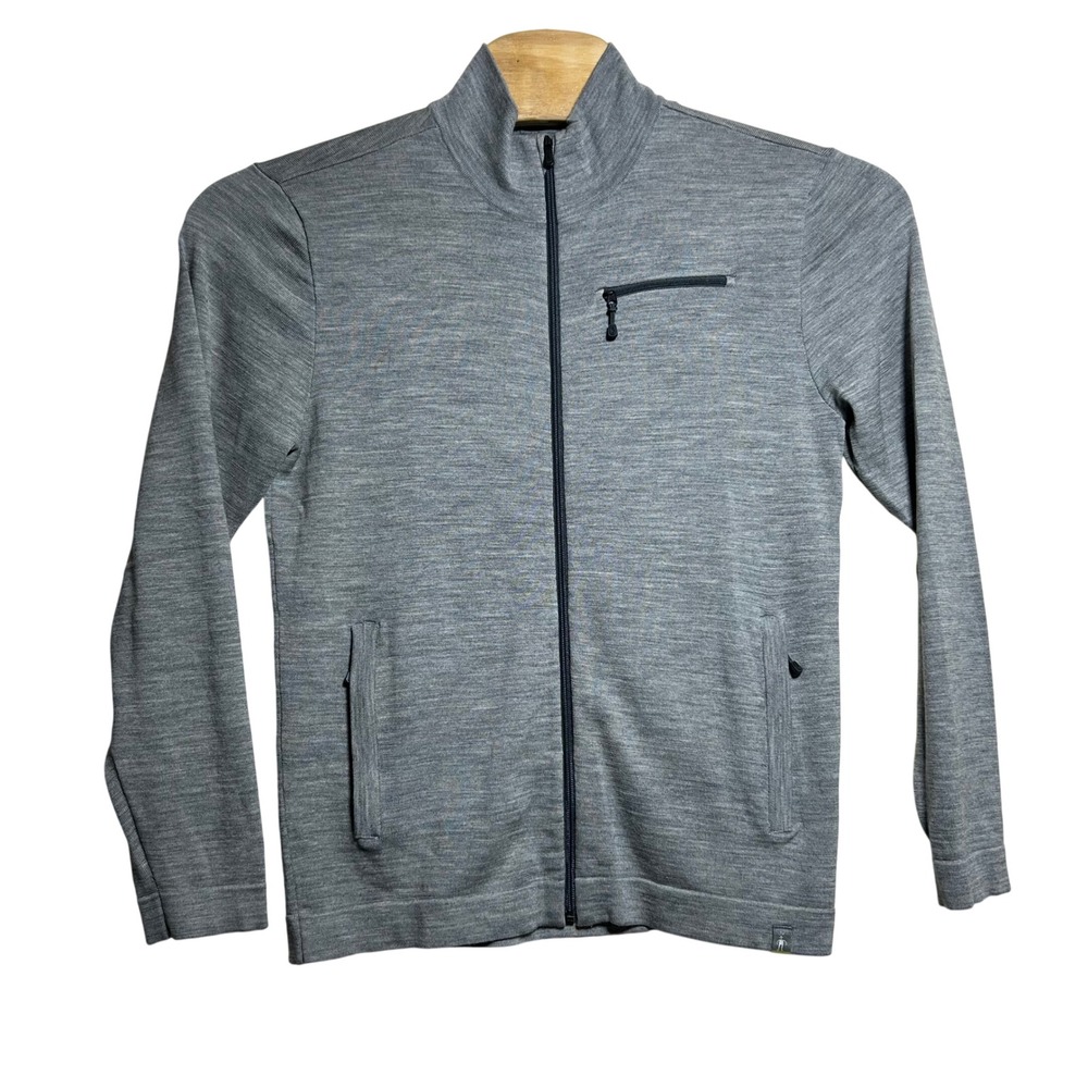 Smartwool Mens Merino Wool Full Zip Sweater Gray SR615 Mock‎ Neck Jacket M